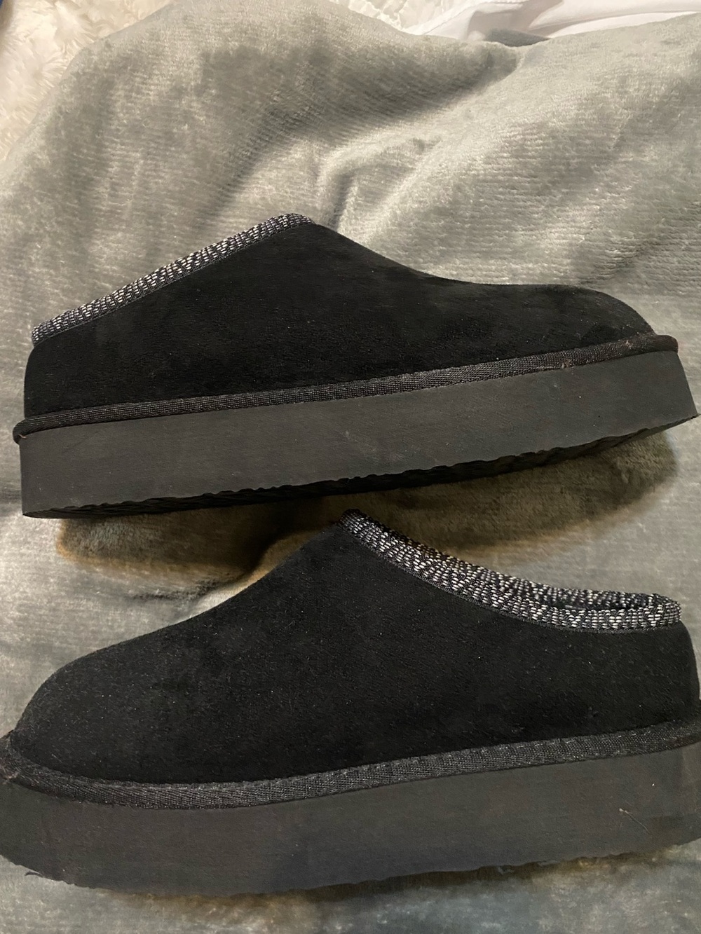 Women's Black Suede Slip-On Platform Clog
